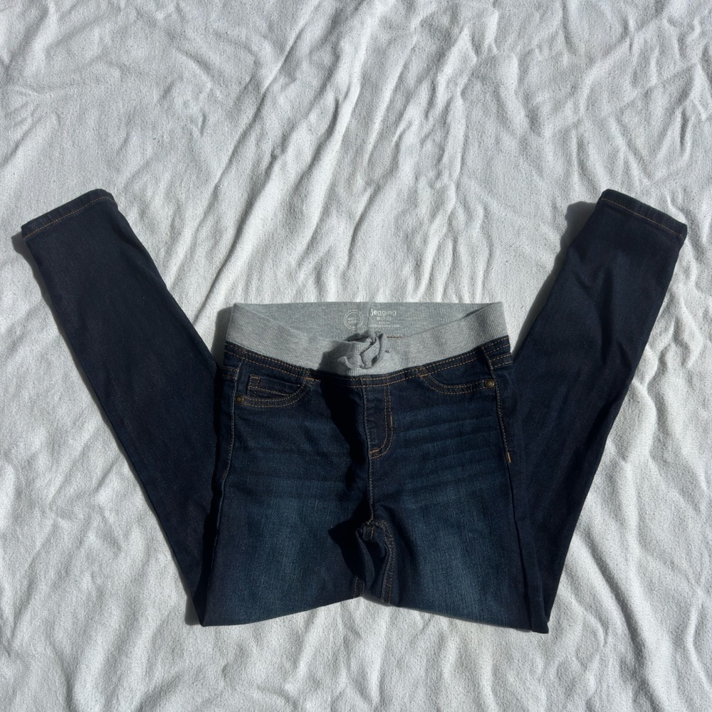 Dark Wash Jeggings | Big Girls 7/8 | Adjustable Waistband - Picture 3 of 4
